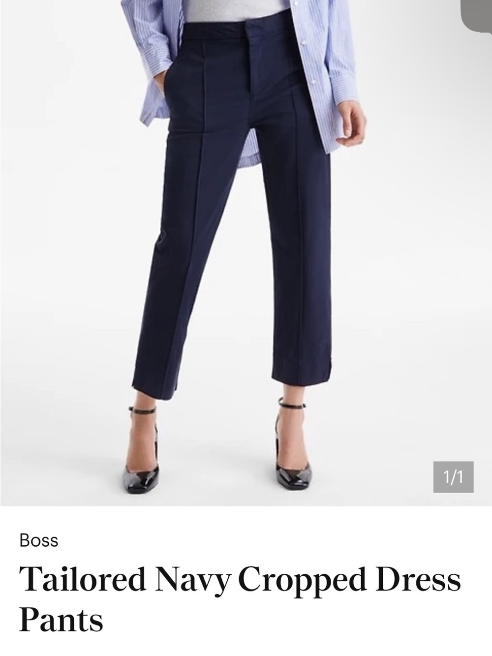 Boss Navy Cropped Tailored Dress Pants